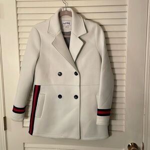 🍀HP🍀Joseph Ribkoff White Italian Military Red Black Stripe Double Breast Jacket